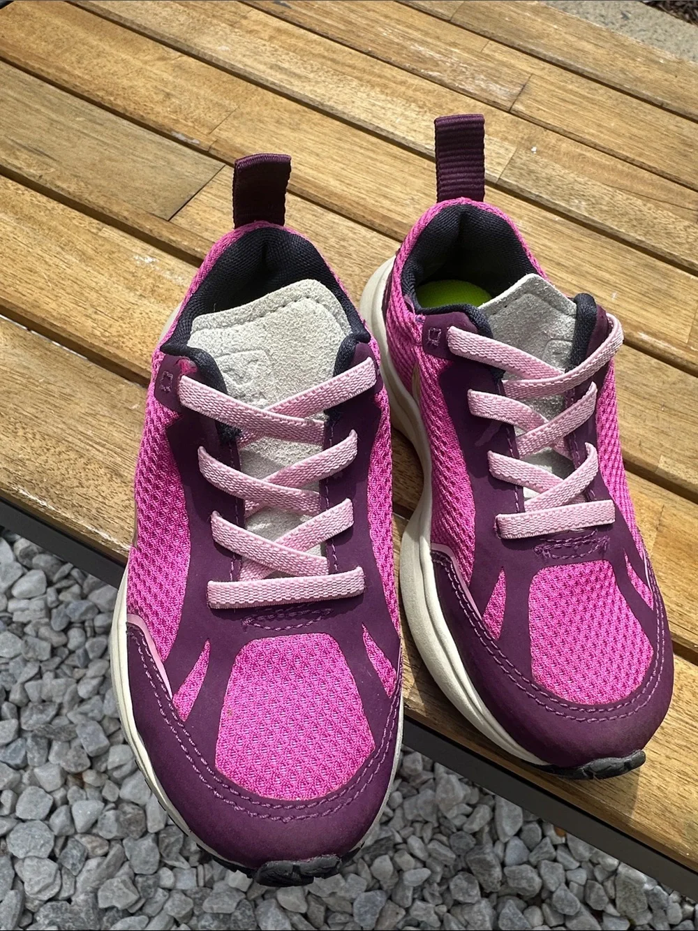 Veja Kids Pink and Purple Sneakers with Cream V Logo Girls 11